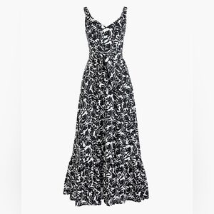 J. Crew Monochrome Leaf Print Maxi Dress
